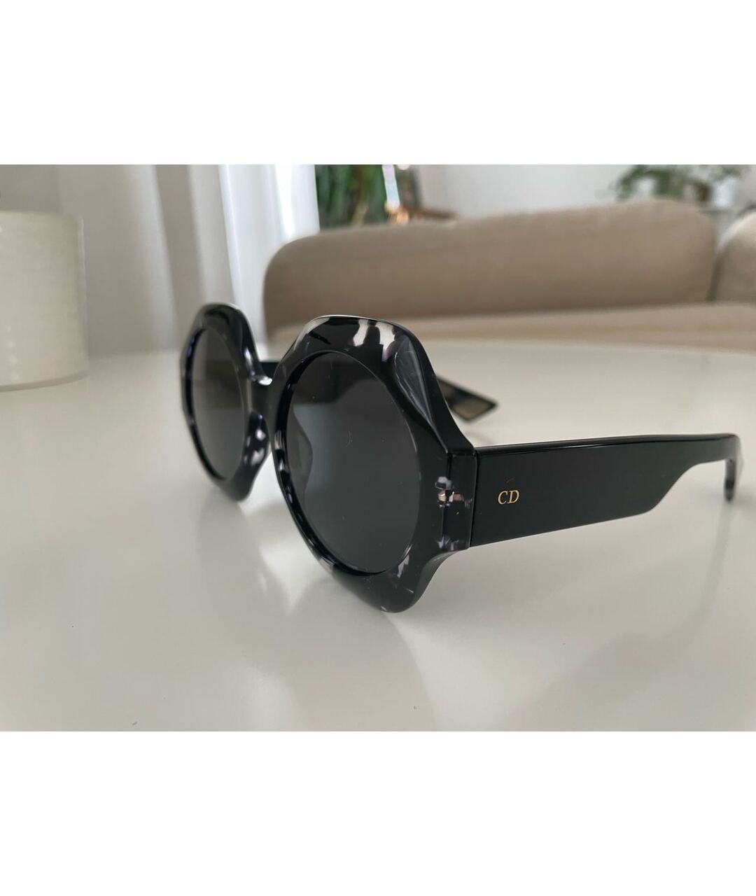 CHRISTIAN DIOR Черные пластиковые солнцезащитные очки, фото 4