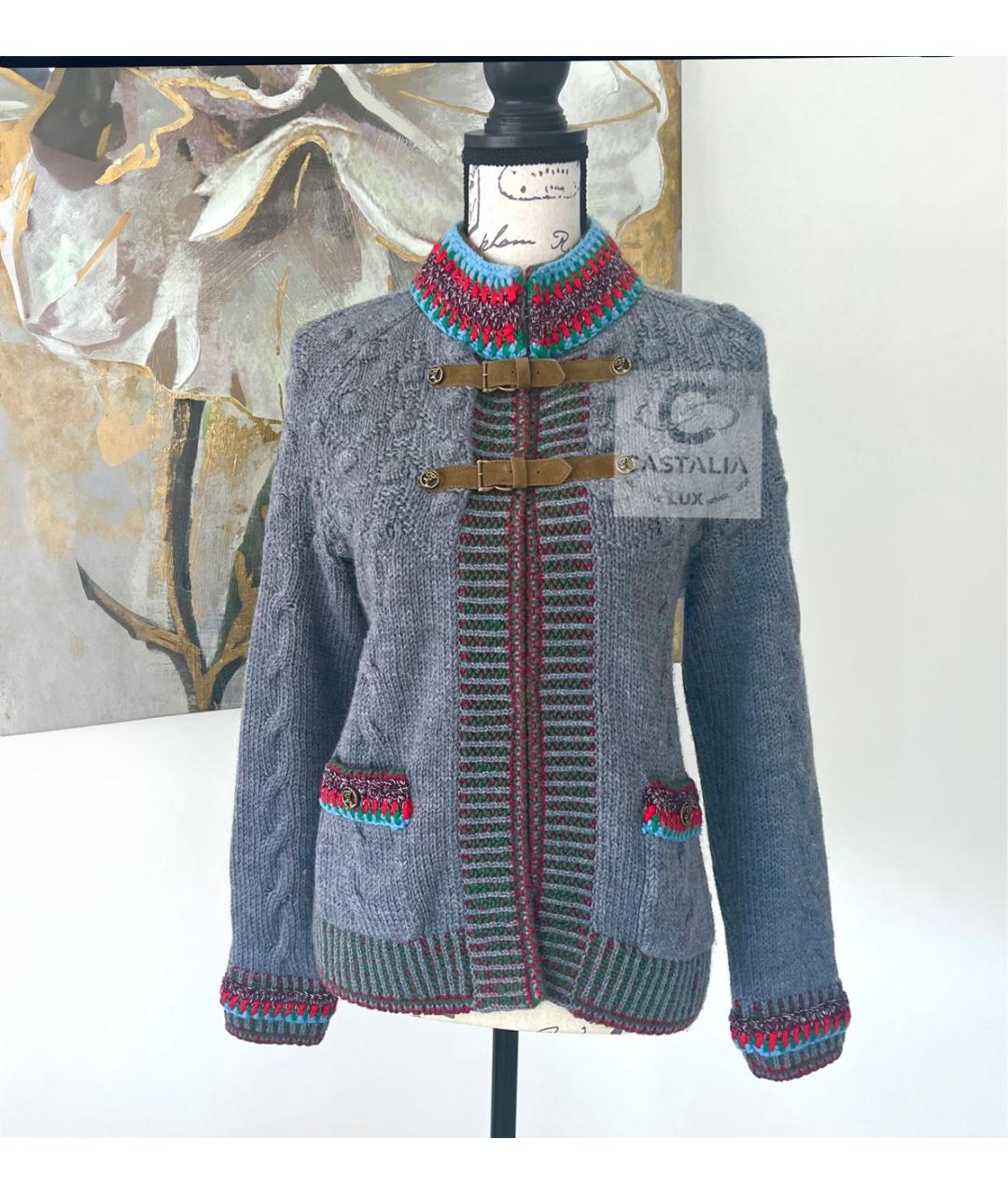 CHANEL Серый шерстяной жакет/пиджак, фото 3