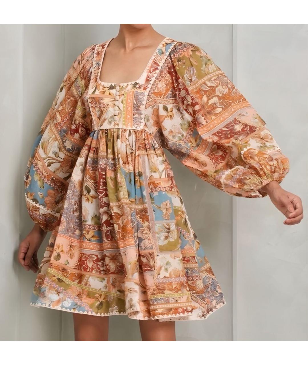 ZIMMERMANN Мульти льняное повседневное платье, фото 2