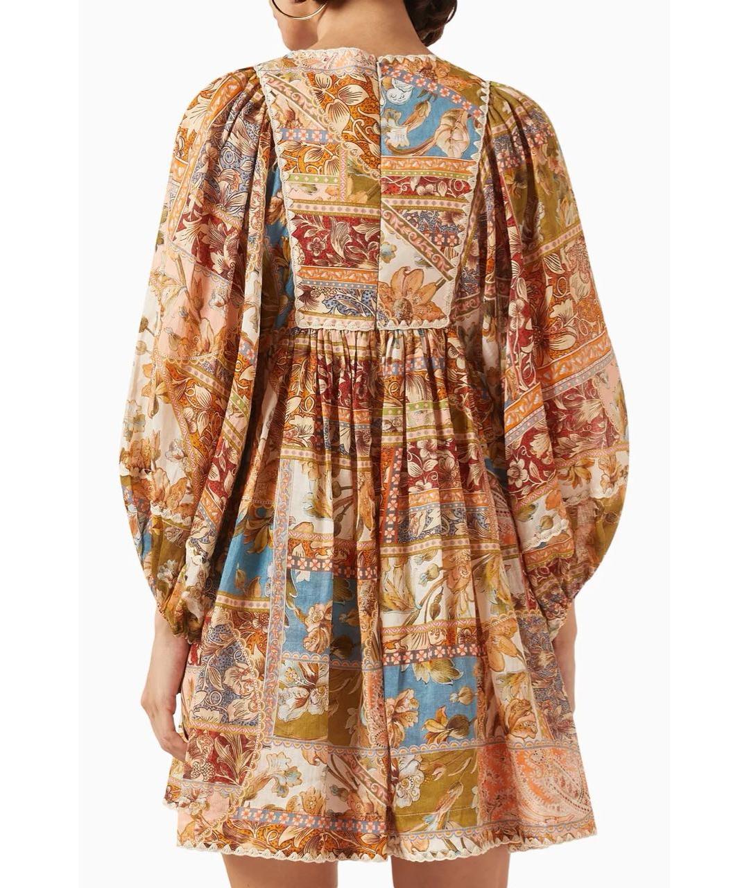 ZIMMERMANN Мульти льняное повседневное платье, фото 4