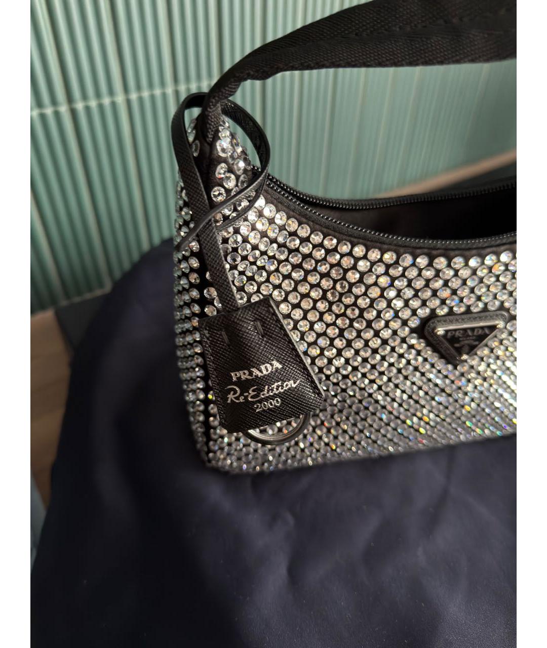 PRADA Черная тканевая сумка с короткими ручками, фото 8