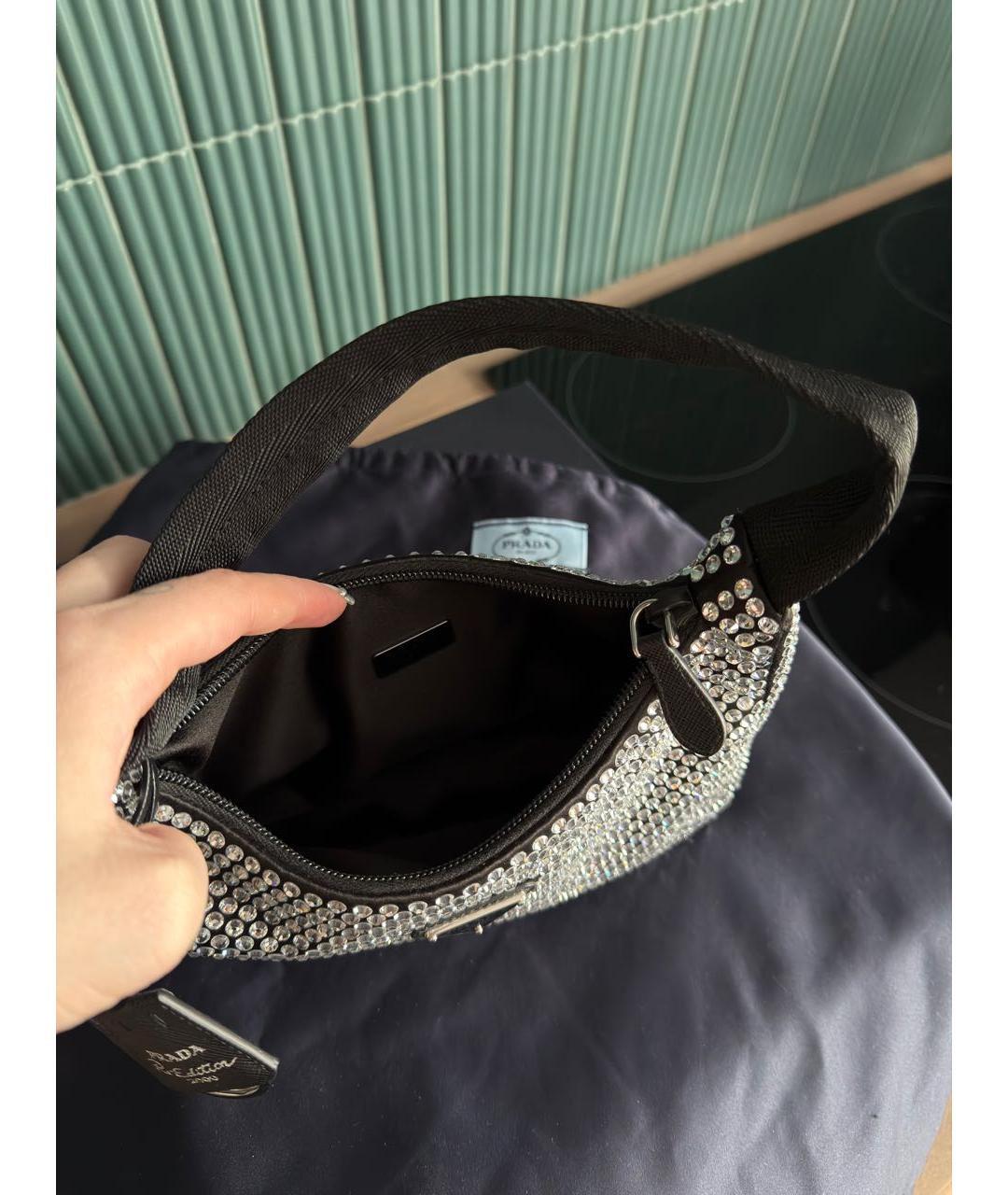 PRADA Черная тканевая сумка с короткими ручками, фото 7