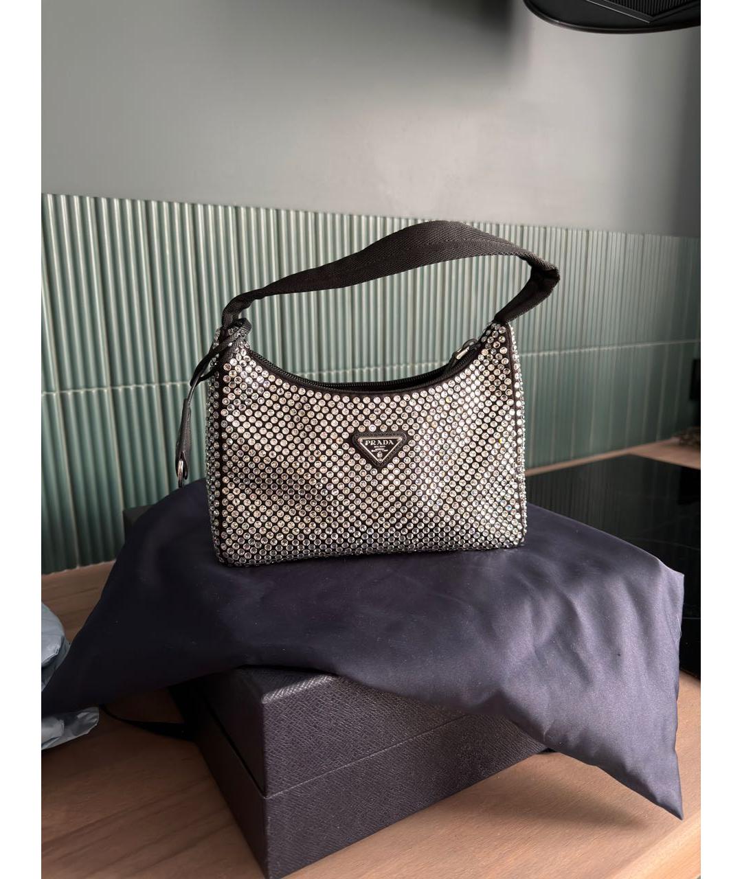 PRADA Черная тканевая сумка с короткими ручками, фото 2