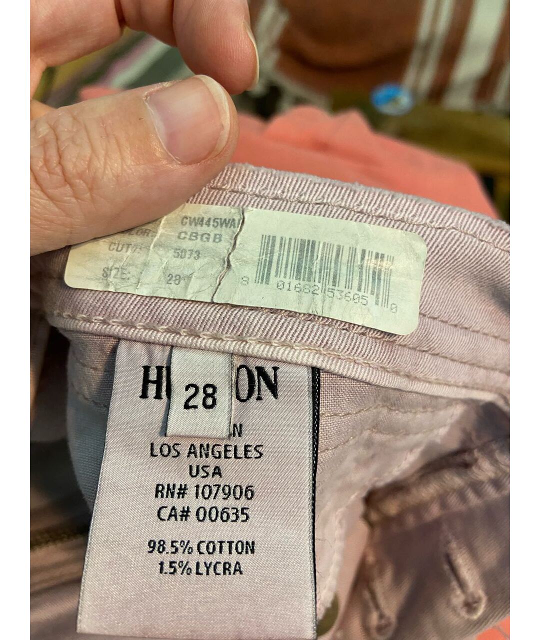 HUDSON Розовые хлопковые джинсы слим, фото 4