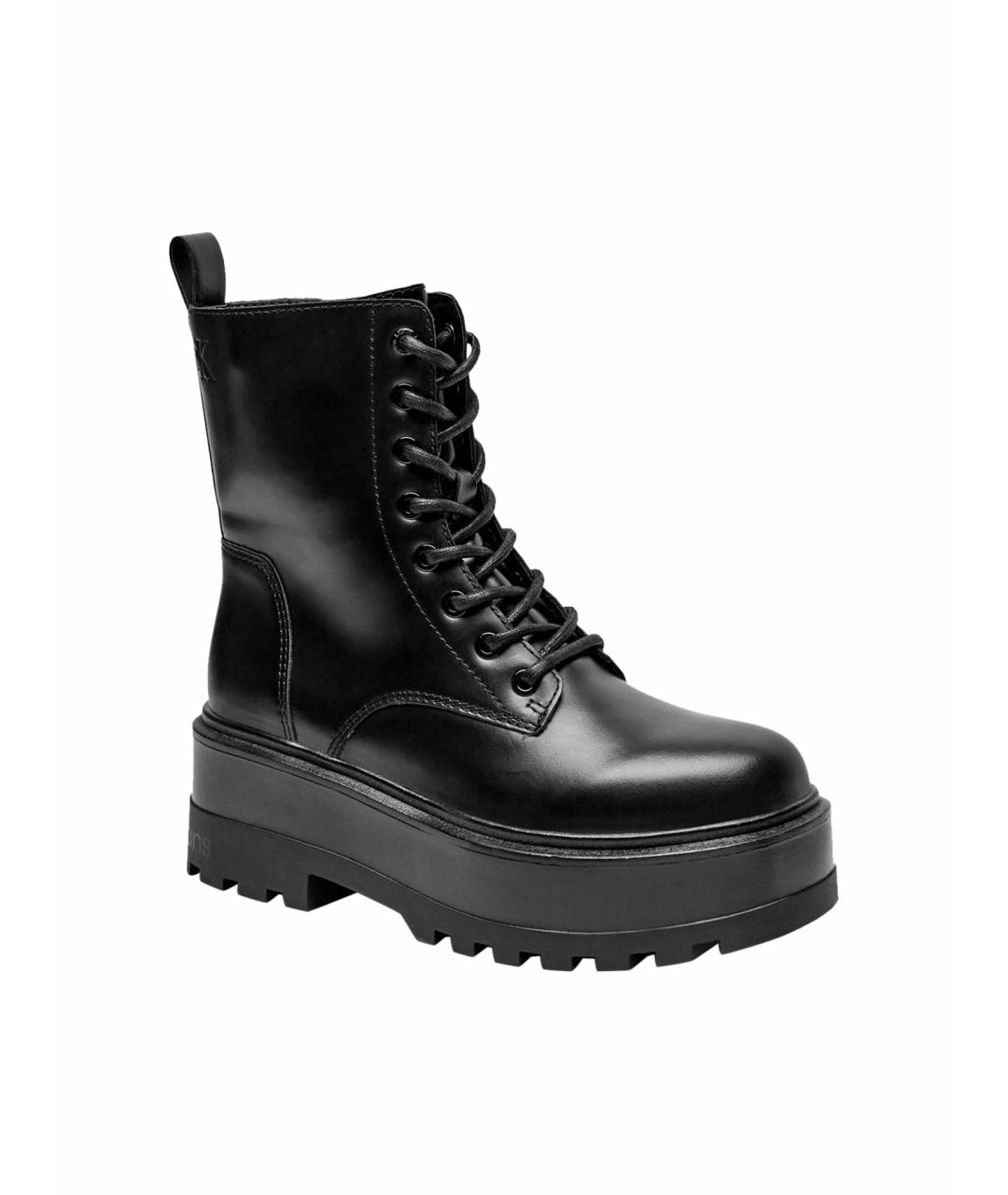 CALVIN KLEIN Черные кожаные ботинки, фото 1