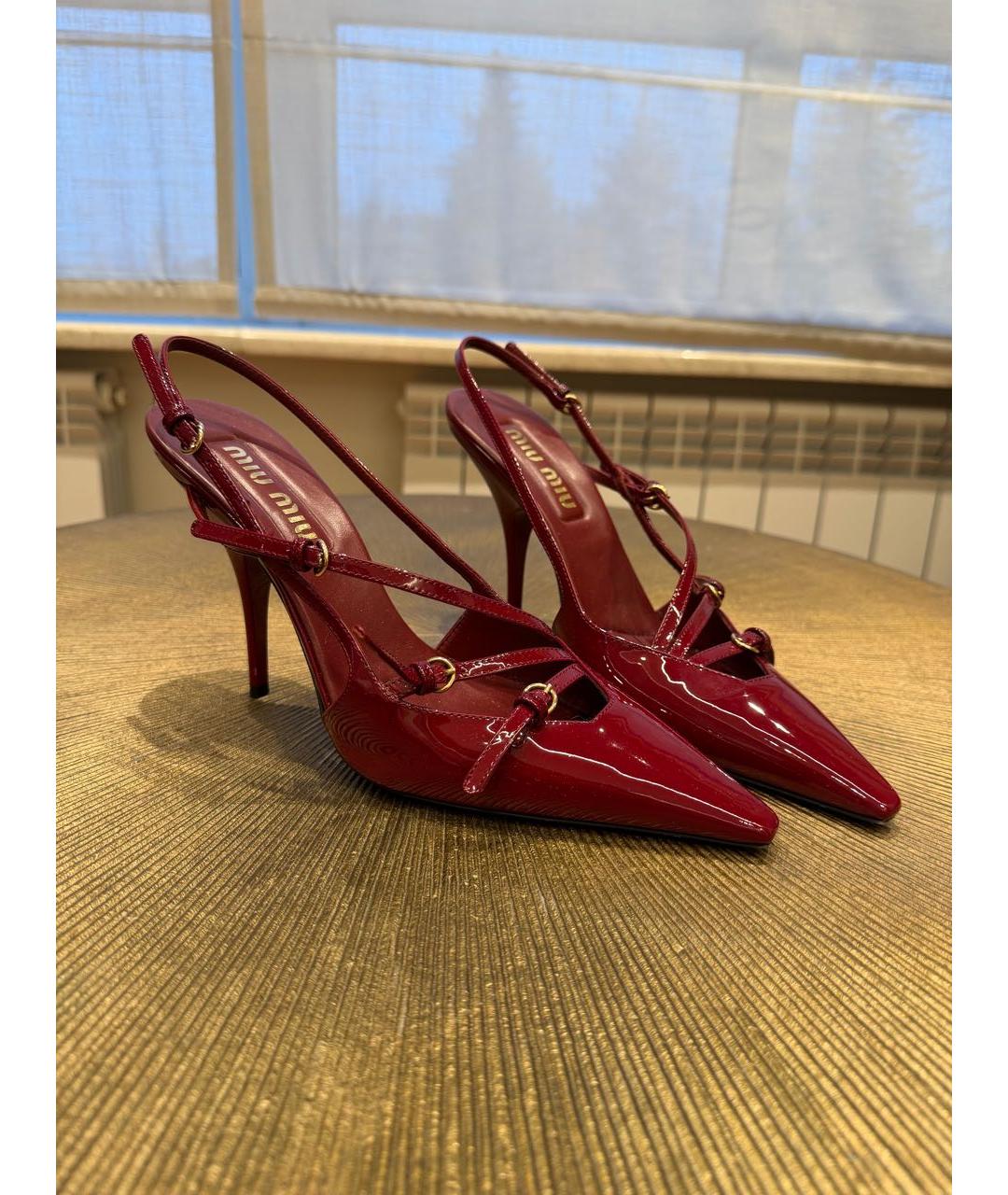 MIU MIU Бордовые туфли из лакированной кожи, фото 7