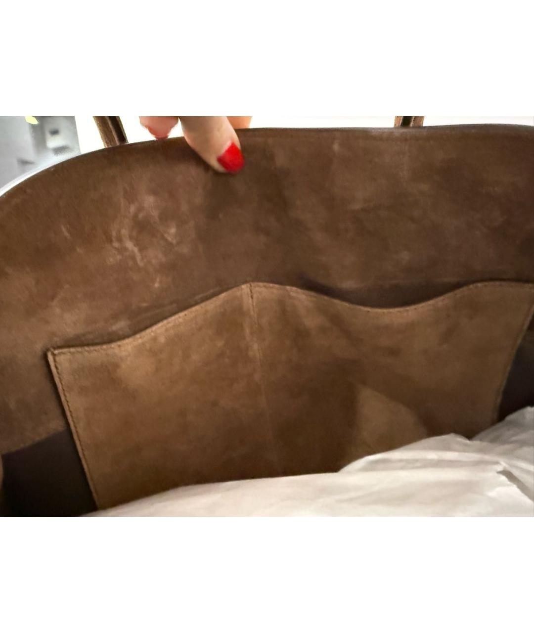 PRADA Коричневая замшевая сумка с короткими ручками, фото 5