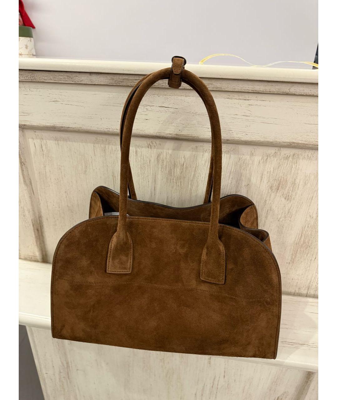 PRADA Коричневая замшевая сумка с короткими ручками, фото 3