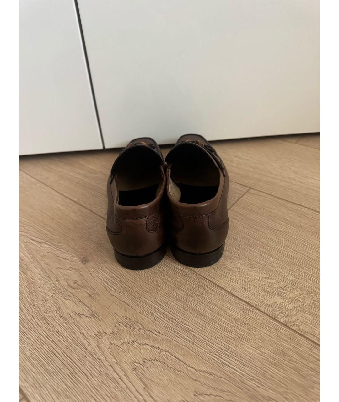 GUCCI Коричневые кожаные лоферы, фото 5