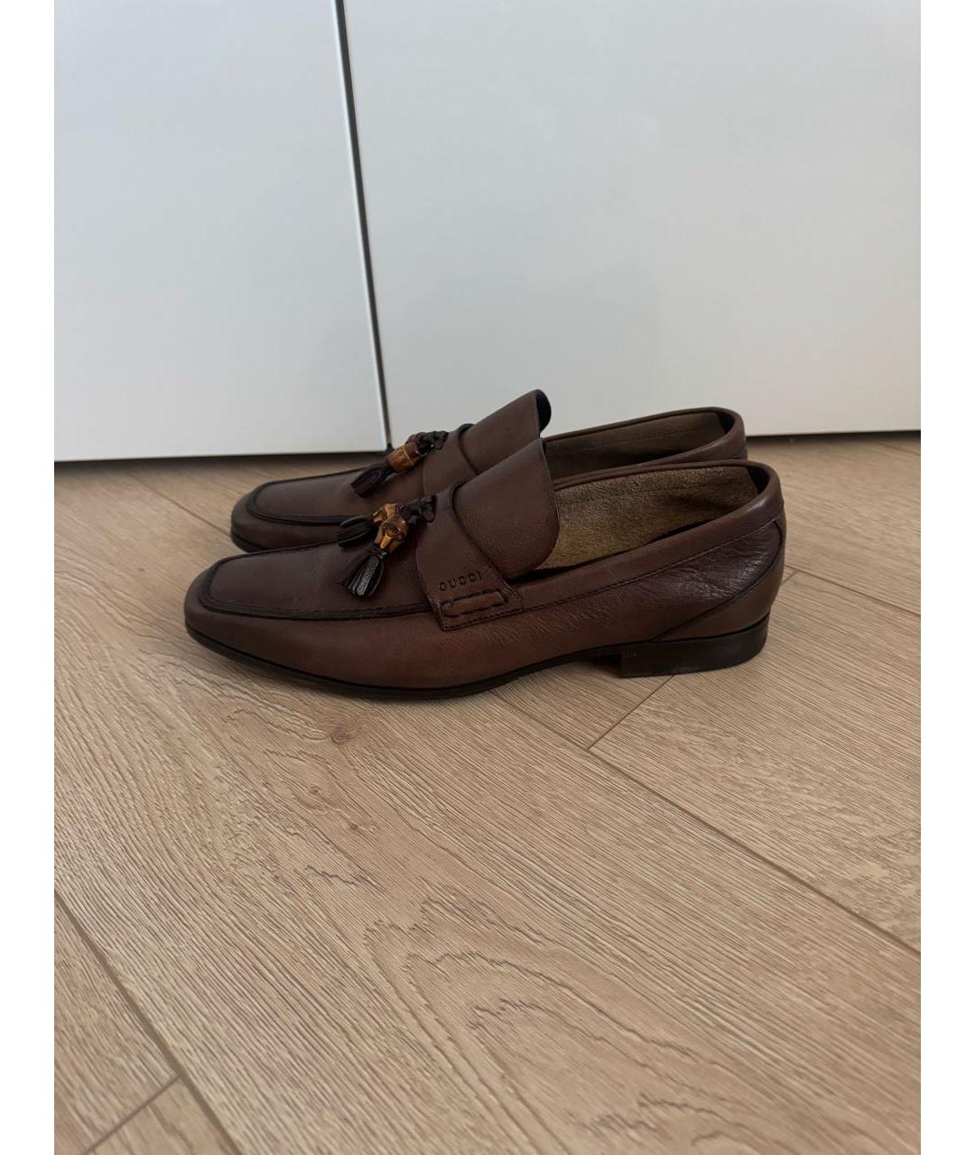 GUCCI Коричневые кожаные лоферы, фото 4