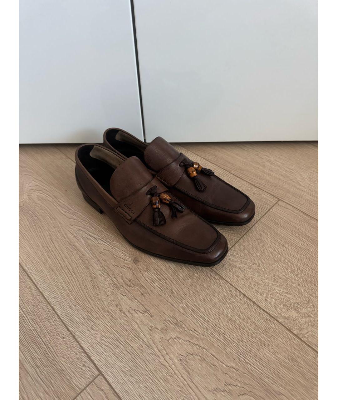 GUCCI Коричневые кожаные лоферы, фото 2