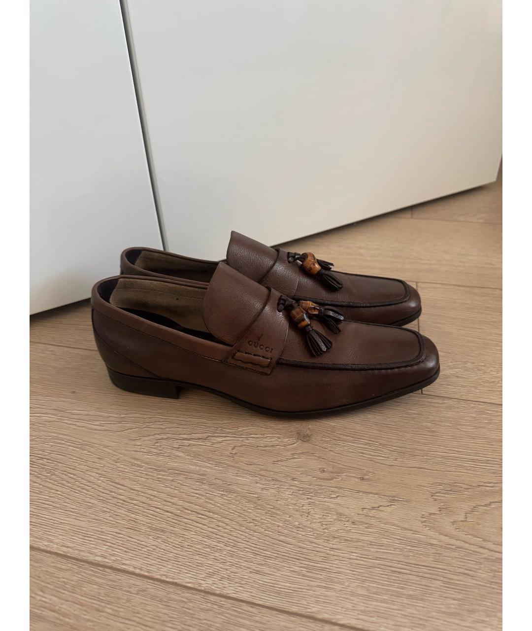 GUCCI Коричневые кожаные лоферы, фото 9