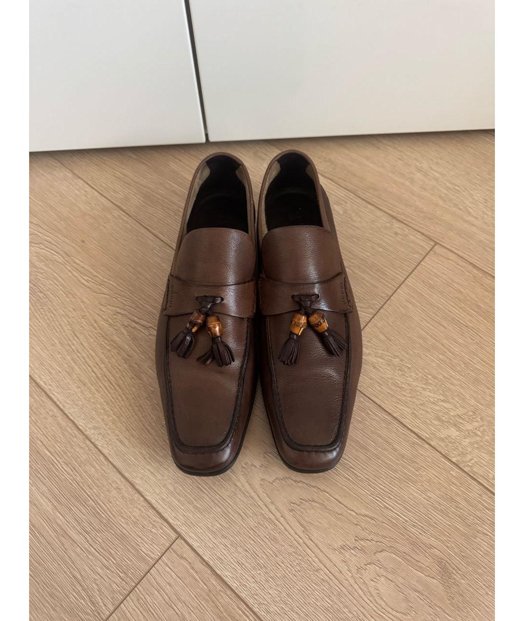 GUCCI Коричневые кожаные лоферы, фото 3