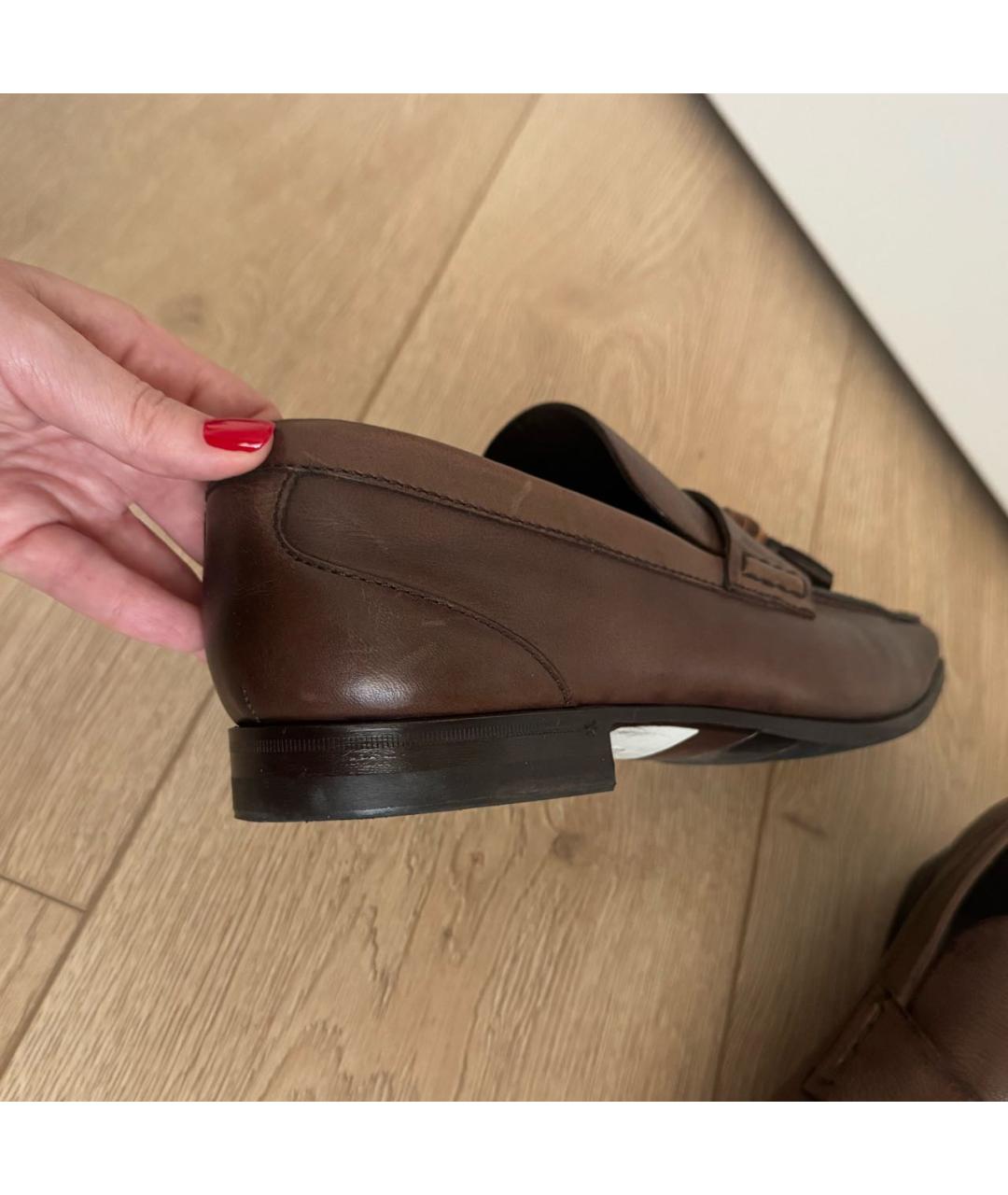 GUCCI Коричневые кожаные лоферы, фото 8