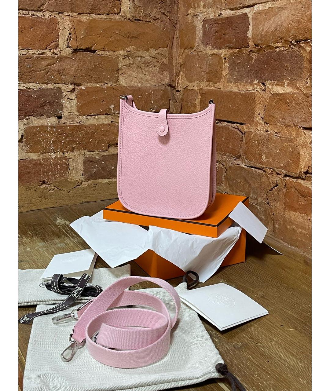 HERMES Розовая кожаная сумка через плечо, фото 3