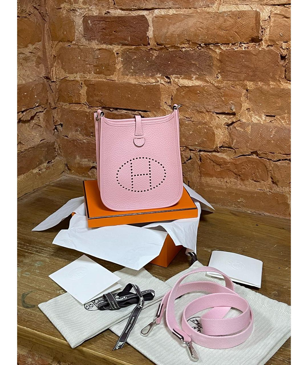 HERMES Розовая кожаная сумка через плечо, фото 5