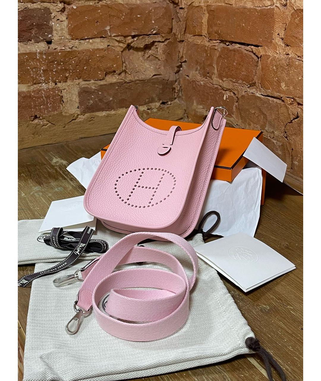 HERMES Розовая кожаная сумка через плечо, фото 2