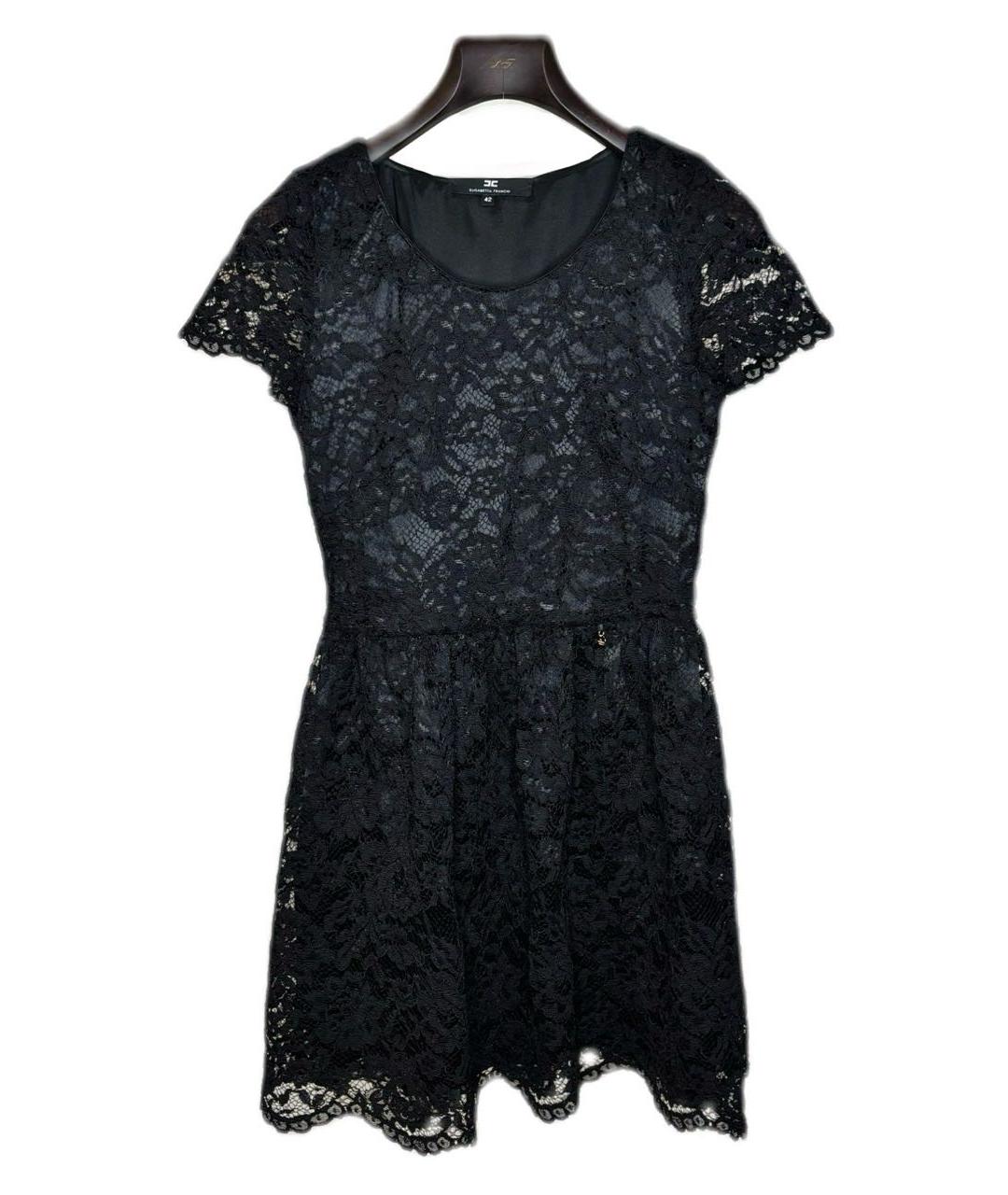 ELISABETTA FRANCHI Черное полиэстеровое коктейльное платье, фото 9