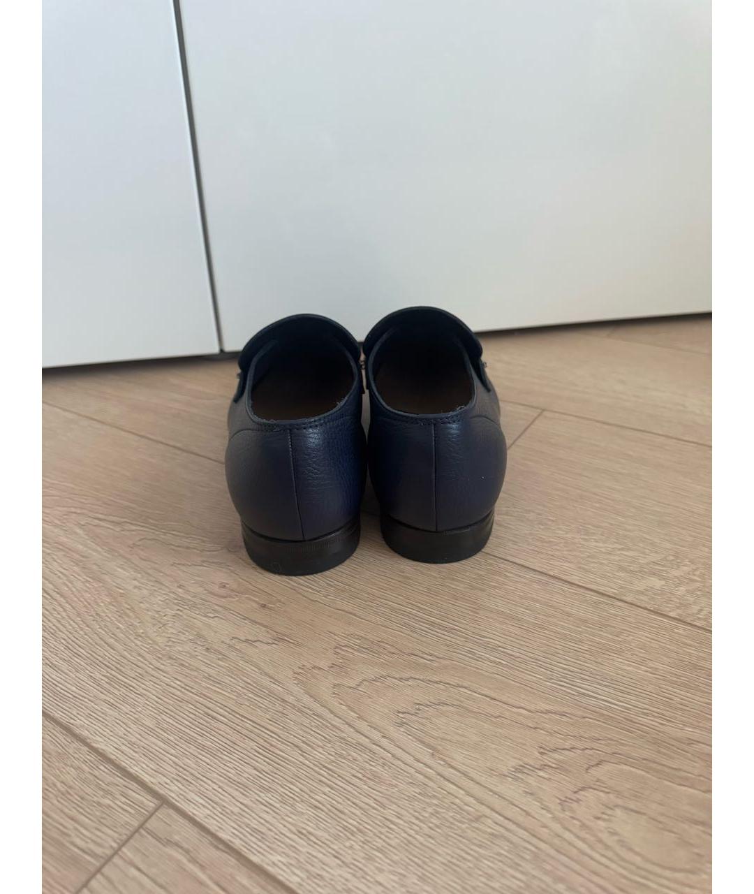 GUCCI Темно-синие кожаные лоферы, фото 4