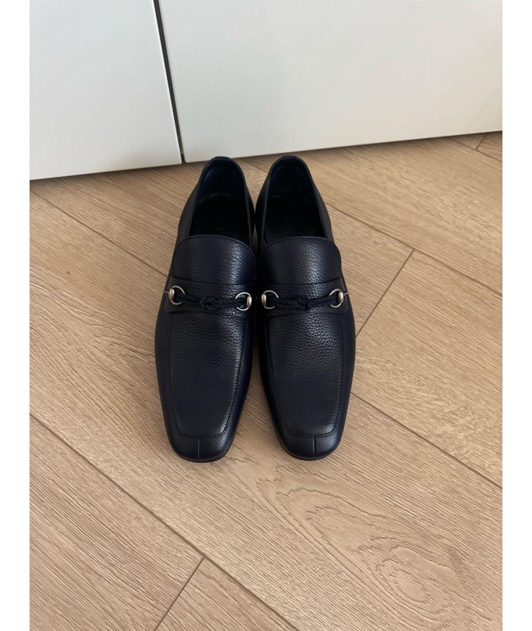 GUCCI Темно-синие кожаные лоферы, фото 2