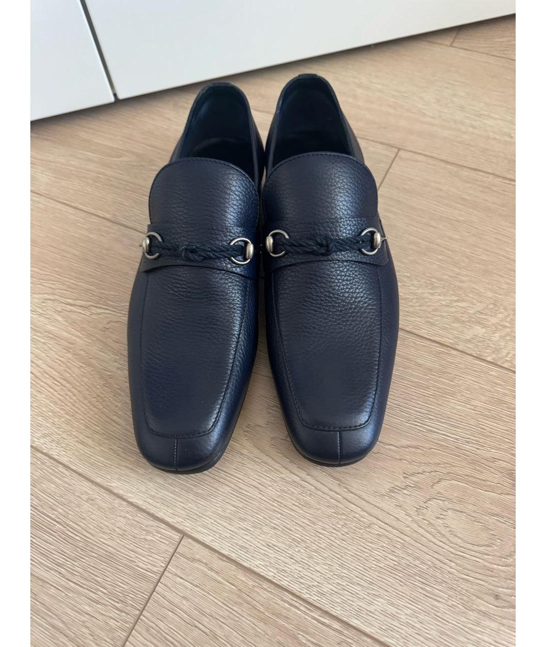 GUCCI Темно-синие кожаные лоферы, фото 7