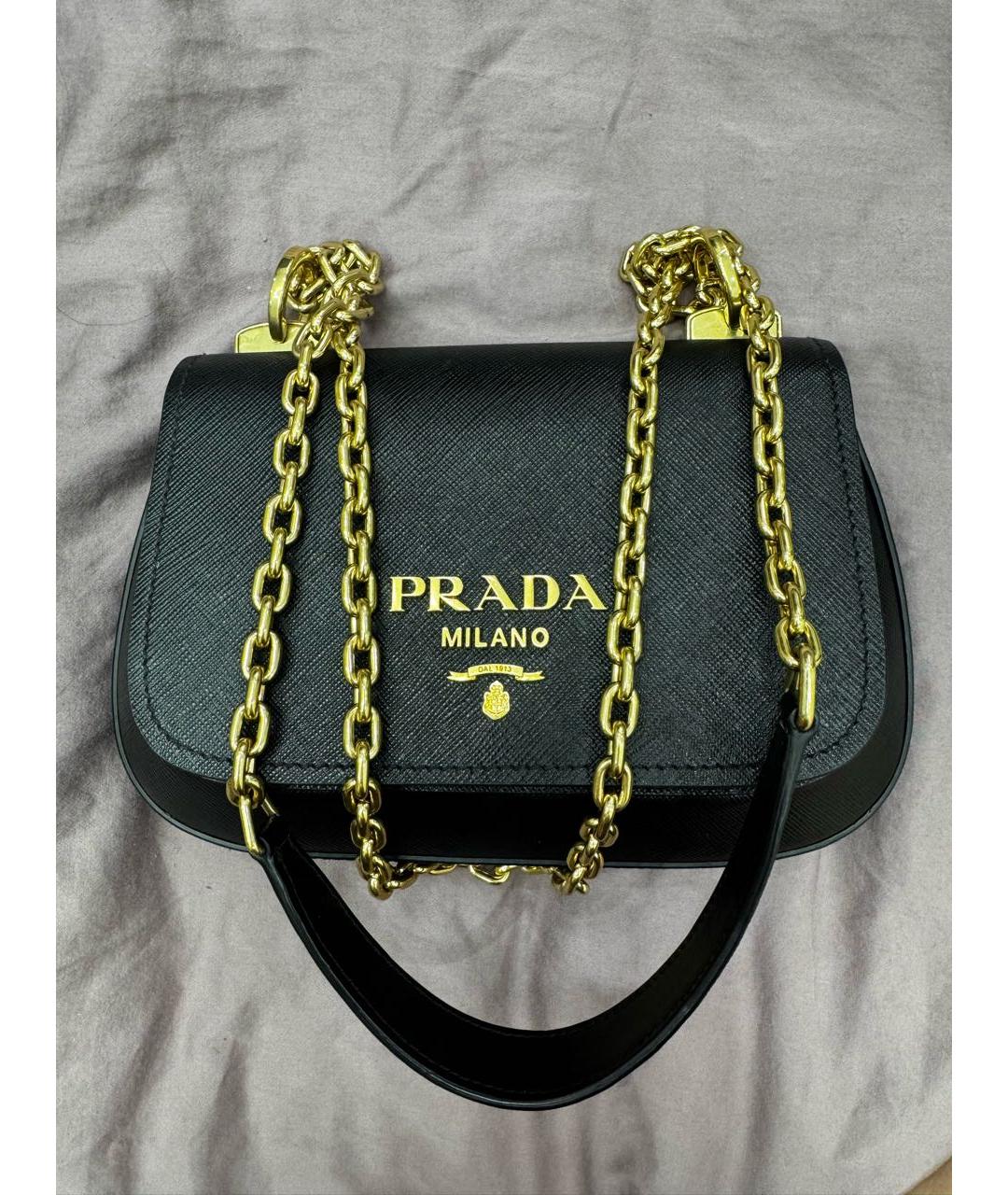 PRADA Черная кожаная сумка через плечо, фото 5