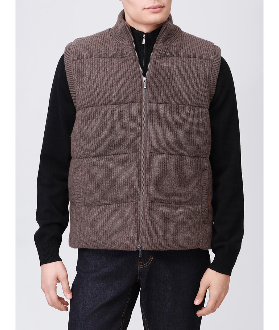 MC2 SAINT BARTH Коричневый шерстяной жилет, фото 4
