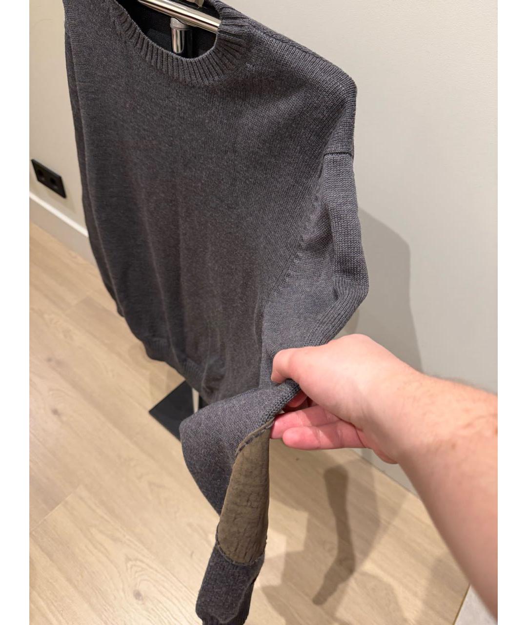 ERMENEGILDO ZEGNA XXX Антрацитовый хлопковый джемпер / свитер, фото 4