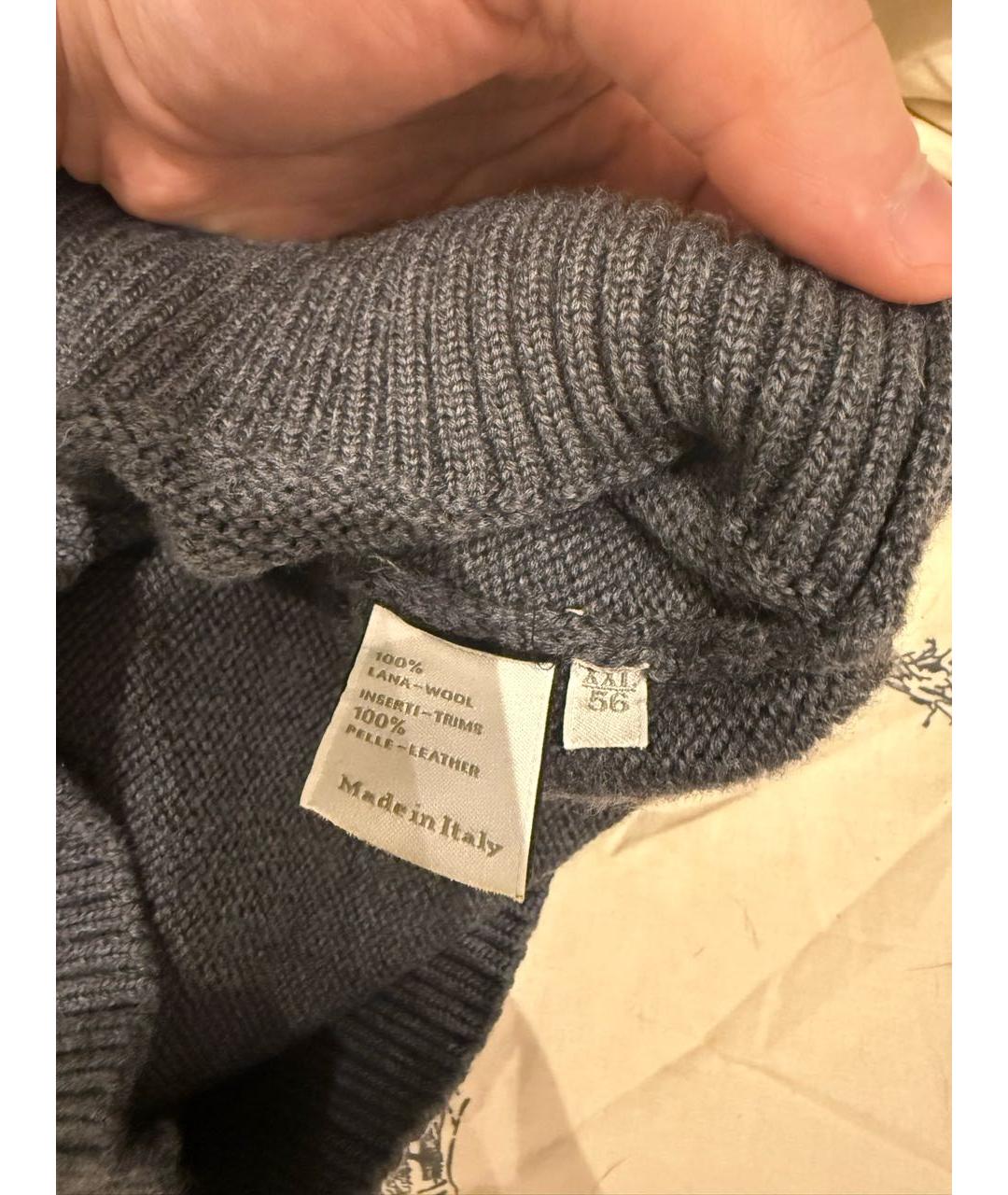 ERMENEGILDO ZEGNA XXX Антрацитовый хлопковый джемпер / свитер, фото 5