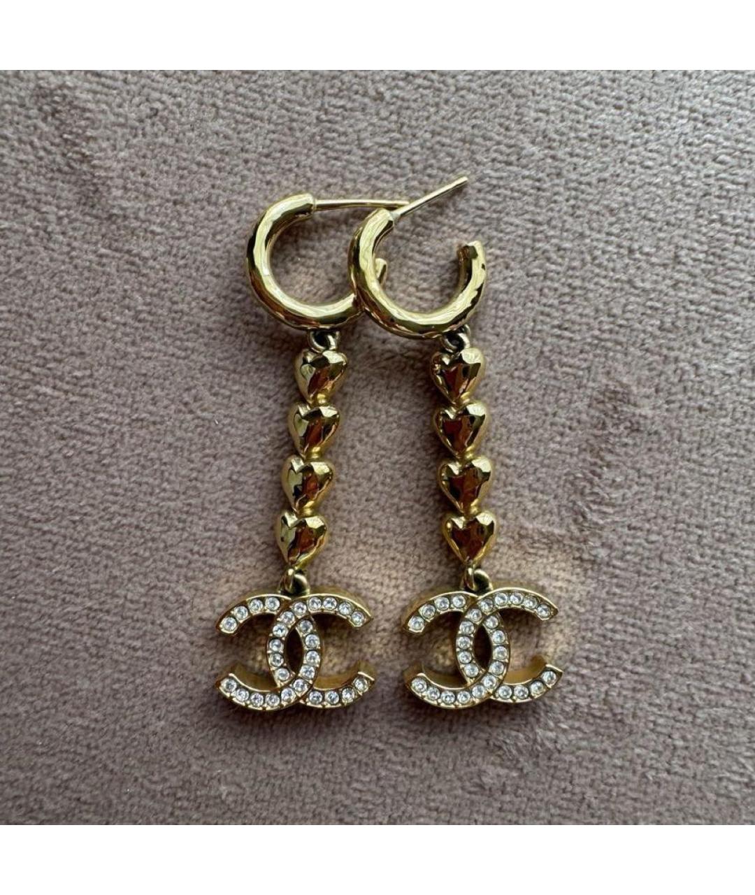 CHANEL Золотые металлические серьги, фото 6