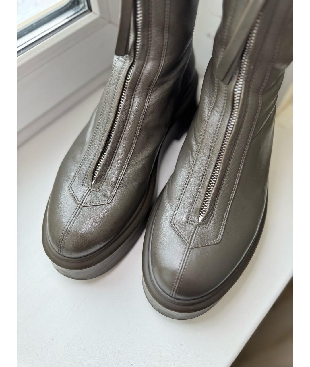 THE ROW Хаки кожаные ботинки, фото 4