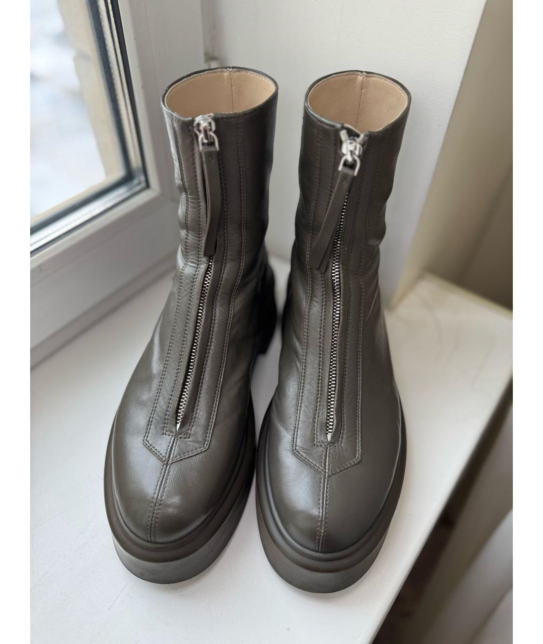 THE ROW Хаки кожаные ботинки, фото 6