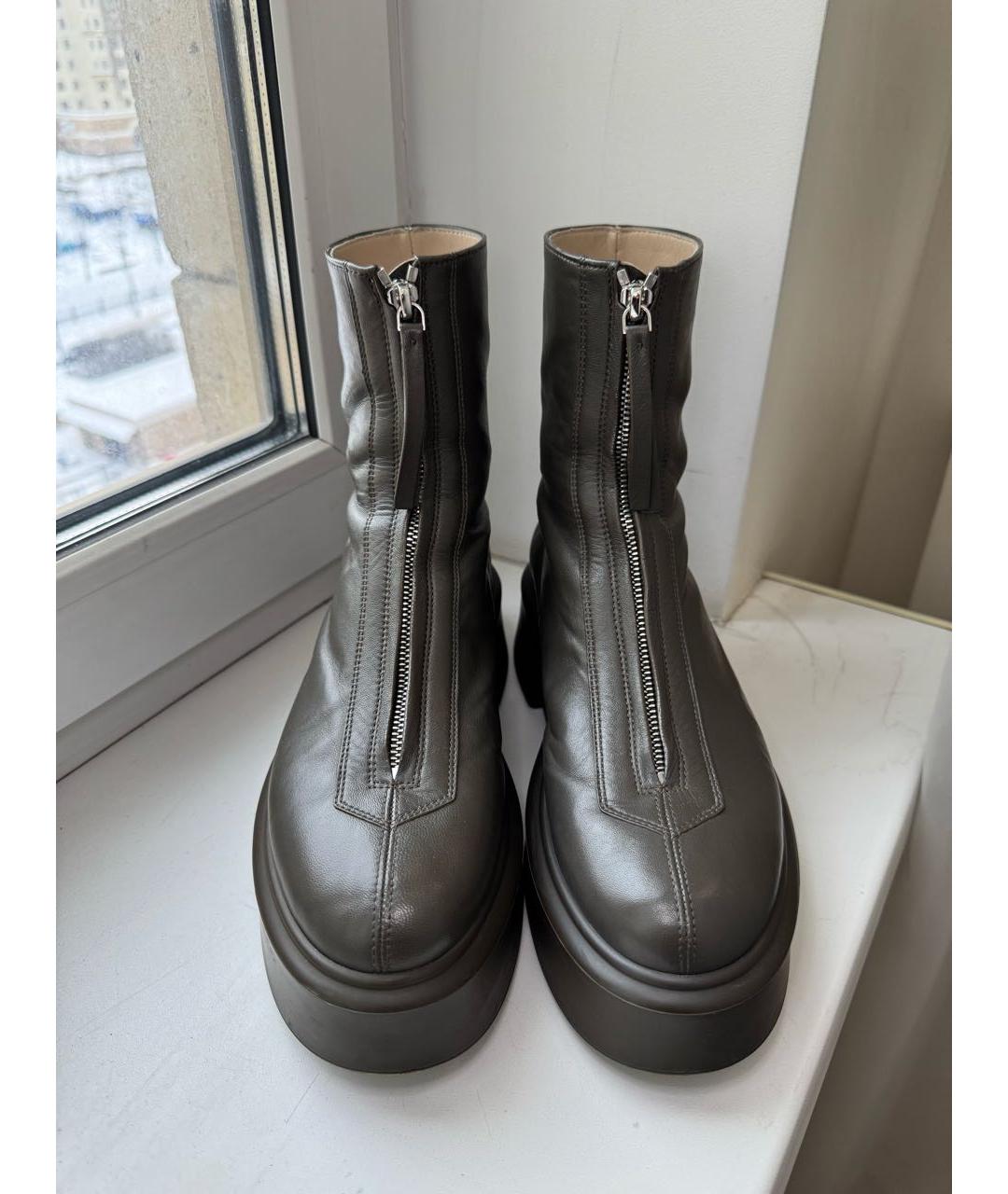 THE ROW Хаки кожаные ботинки, фото 5