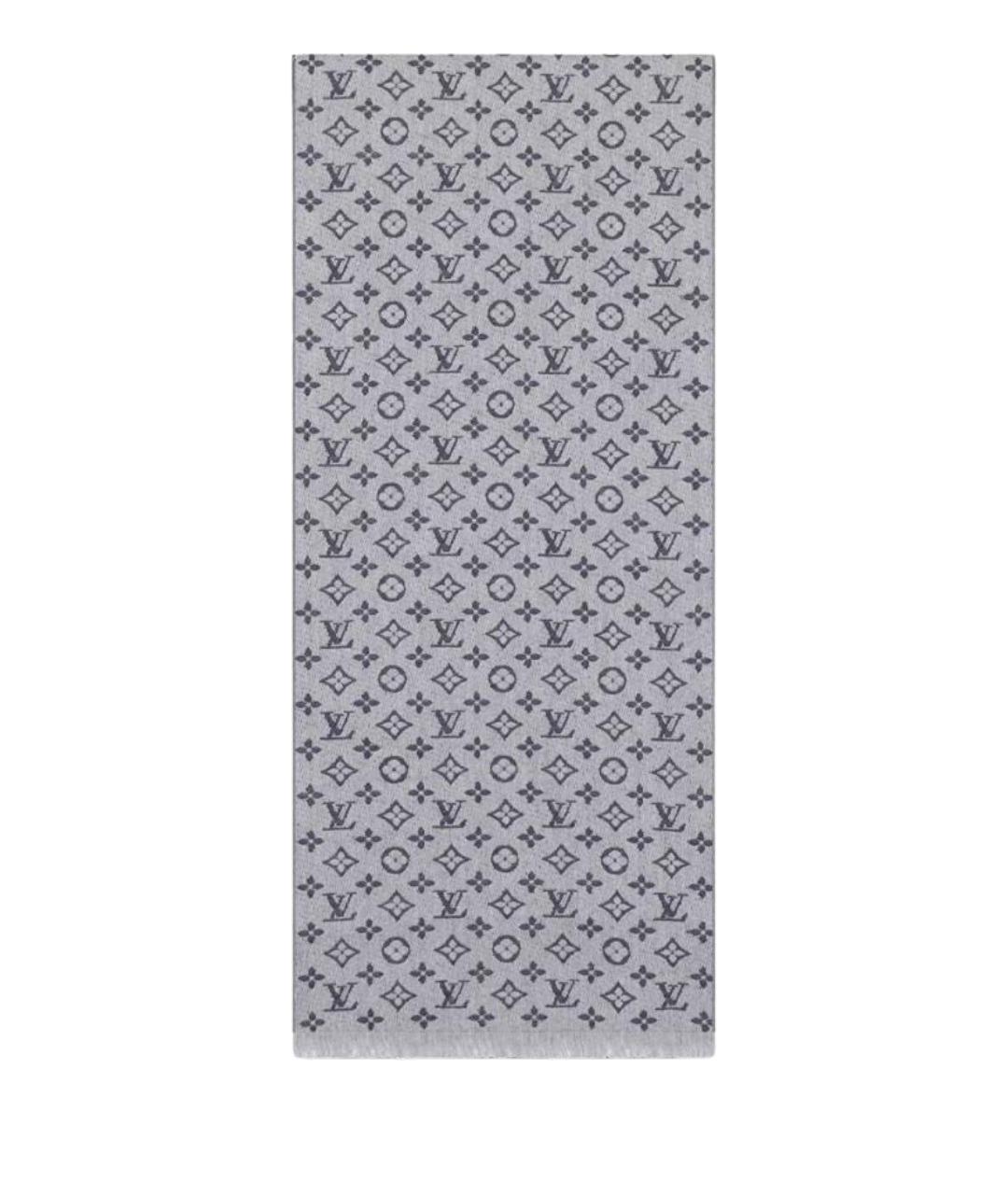 LOUIS VUITTON Серый шерстяной шарф, фото 5