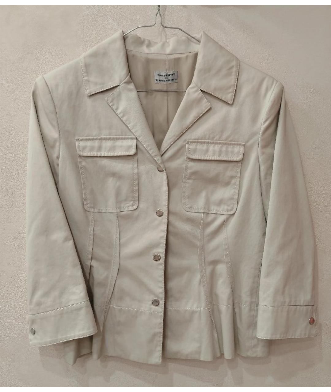 ALBERTA FERRETTI Бежевый хлопковый жакет/пиджак, фото 6