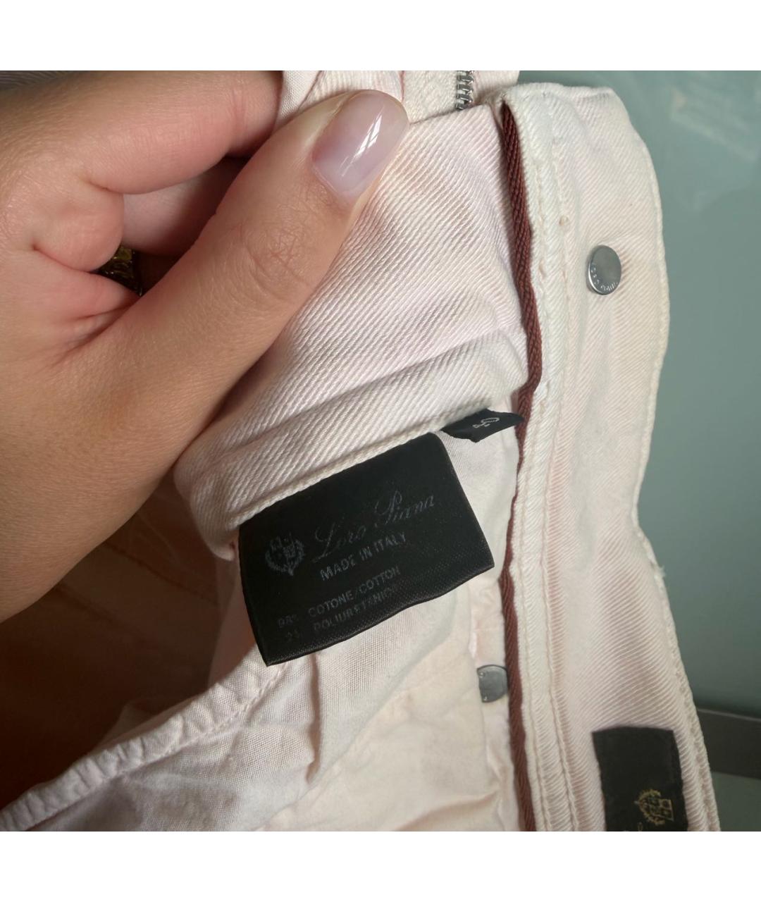 LORO PIANA Розовые хлопковые джинсы слим, фото 4