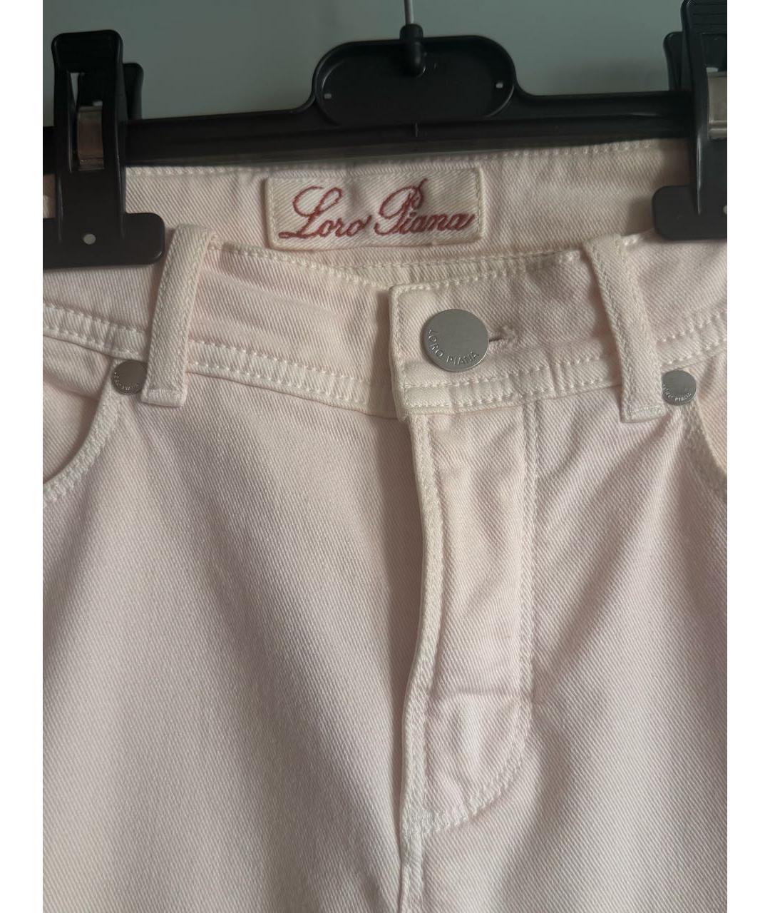 LORO PIANA Розовые хлопковые джинсы слим, фото 3