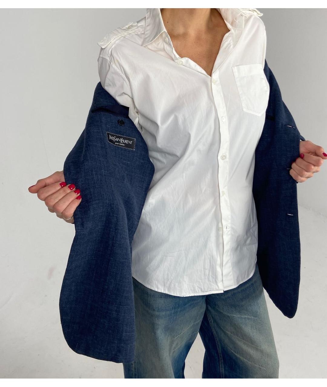 SAINT LAURENT Синий шерстяной пиджак, фото 5