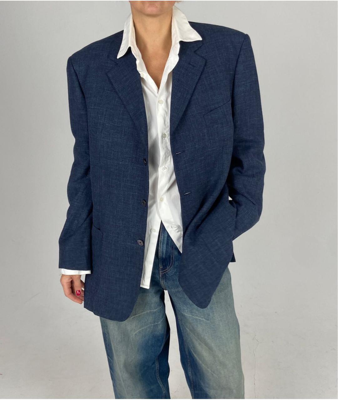 SAINT LAURENT Синий шерстяной пиджак, фото 4