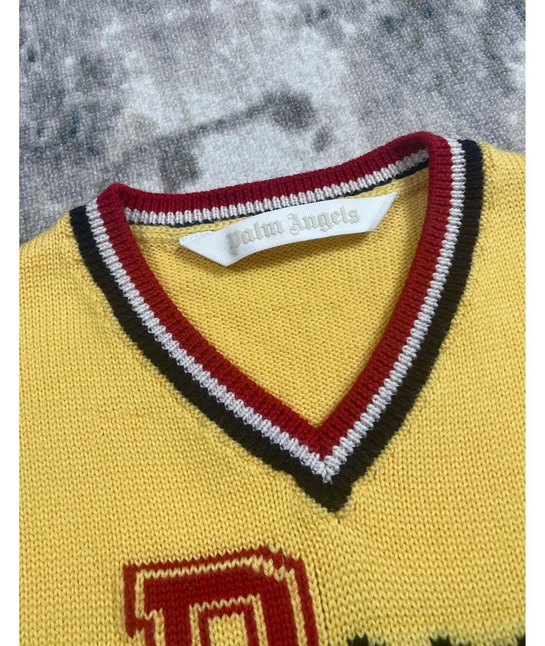 PALM ANGELS Желтая шерстяная жилетка, фото 5