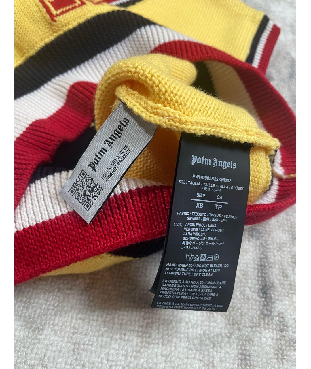 PALM ANGELS Желтая шерстяная жилетка, фото 6