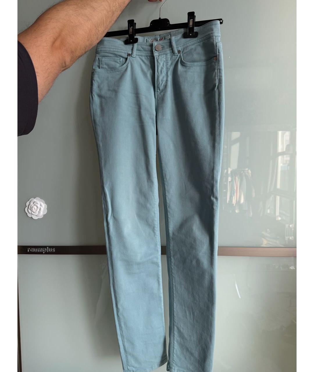 LORO PIANA Голубые хлопковые джинсы слим, фото 5