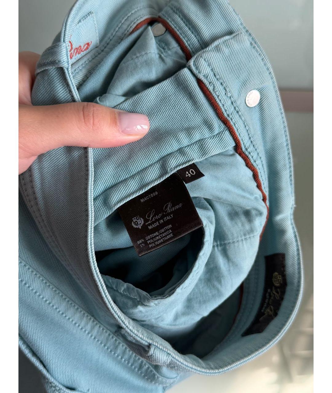 LORO PIANA Голубые хлопковые джинсы слим, фото 4
