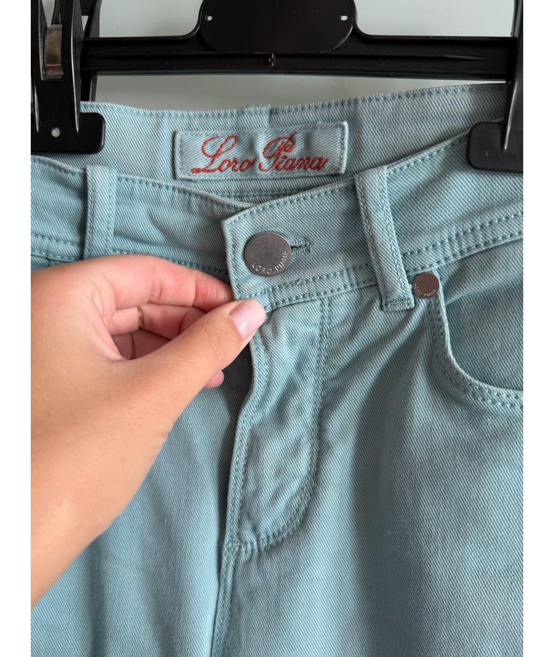 LORO PIANA Голубые хлопковые джинсы слим, фото 3
