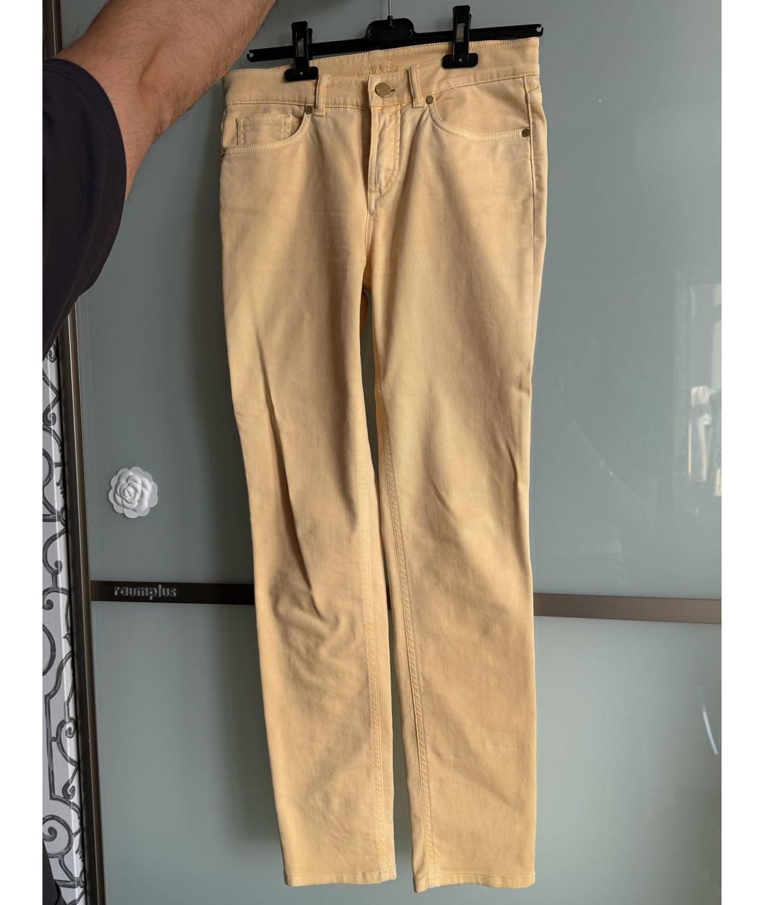 LORO PIANA Желтые хлопковые джинсы слим, фото 5