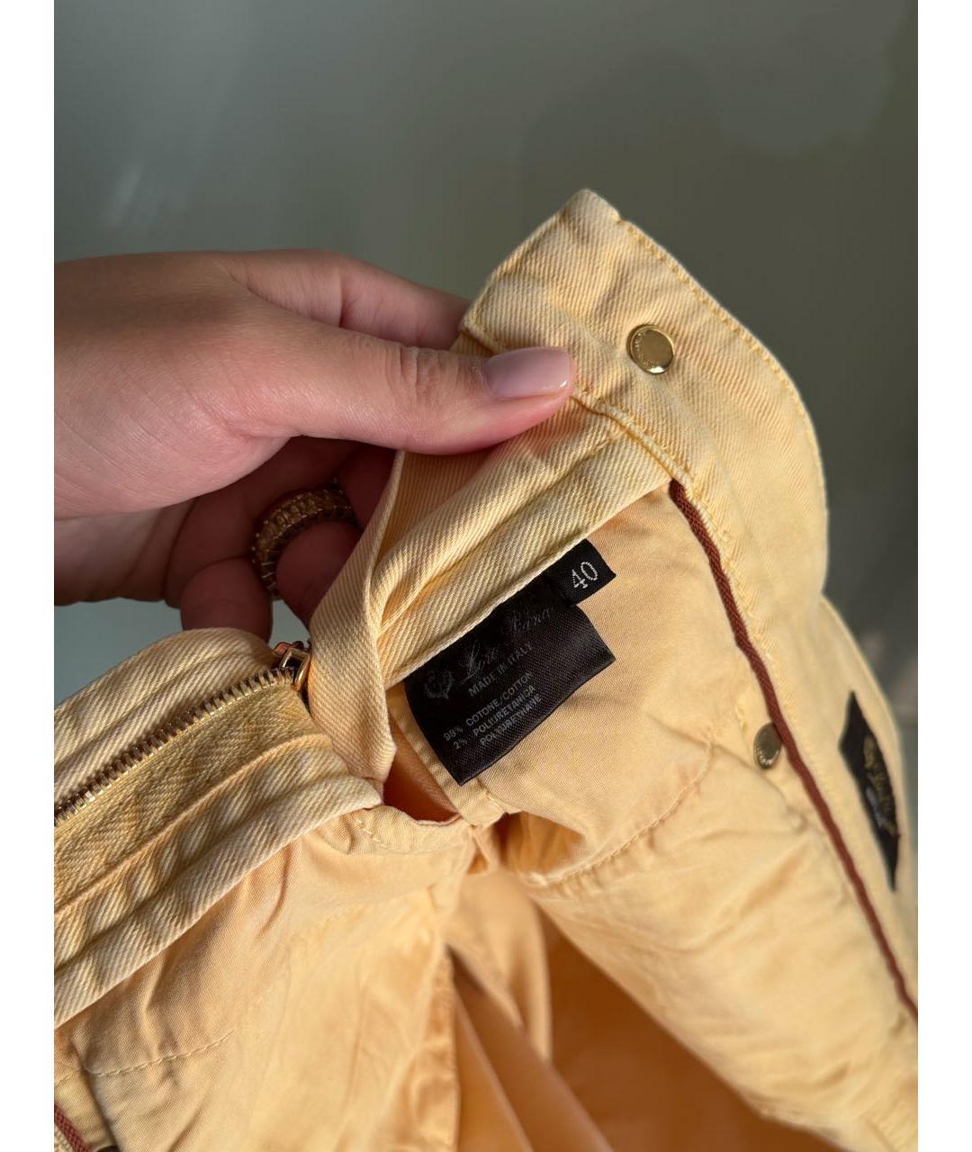 LORO PIANA Желтые хлопковые джинсы слим, фото 4