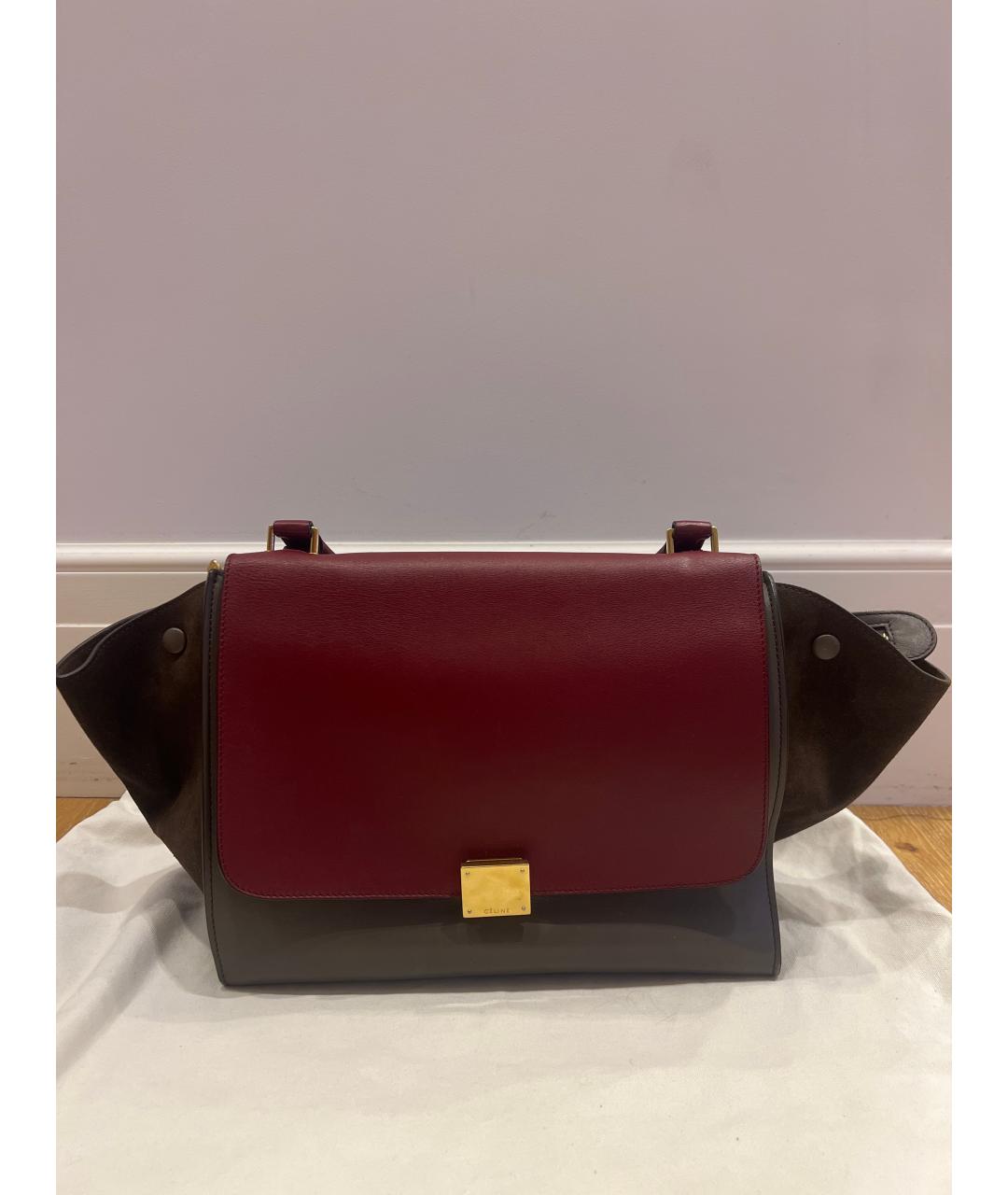 CELINE Коричневая кожаная сумка с короткими ручками, фото 7