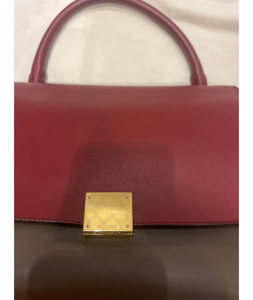 CELINE Коричневая кожаная сумка с короткими ручками, фото 6