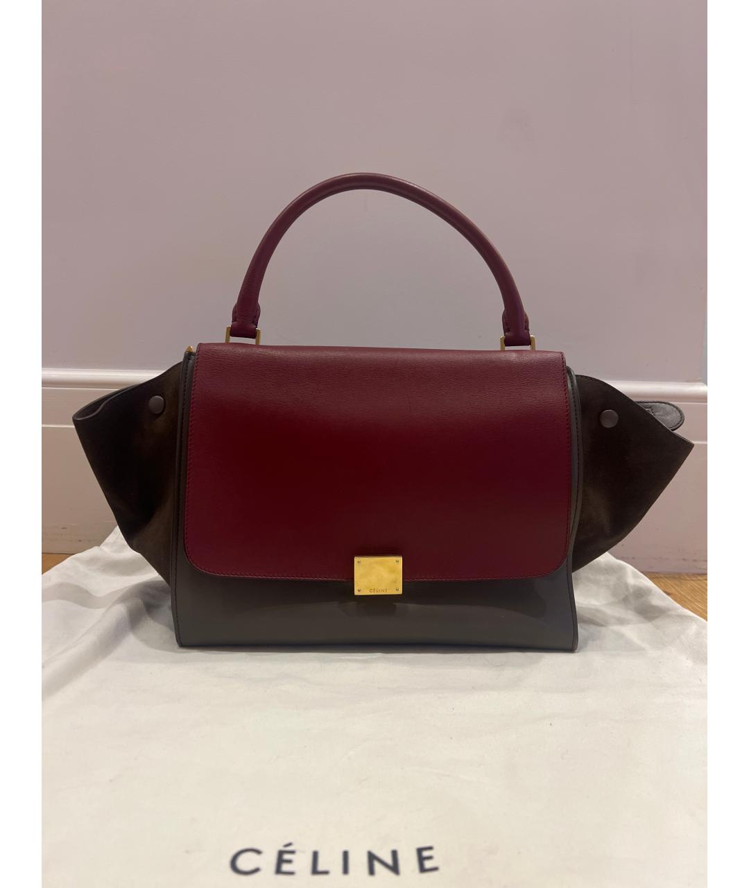 CELINE Коричневая кожаная сумка с короткими ручками, фото 2