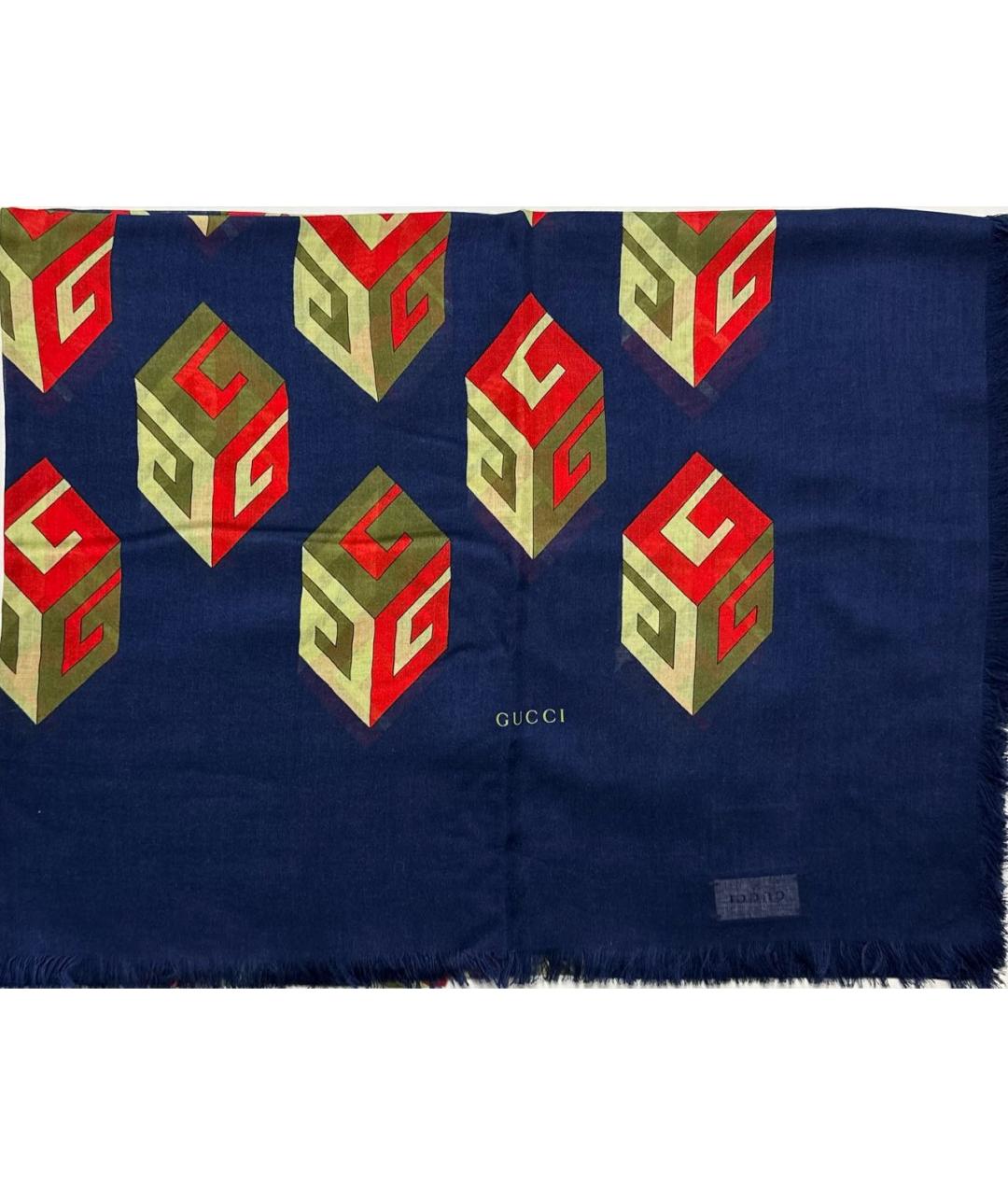 GUCCI Темно-синий шелковый платок, фото 2